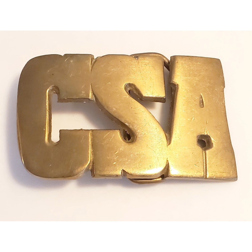 Vtg R.O.C. Solid Brass CSA Cut Out Letters Confederate Belt Buckle 865 Taiwan